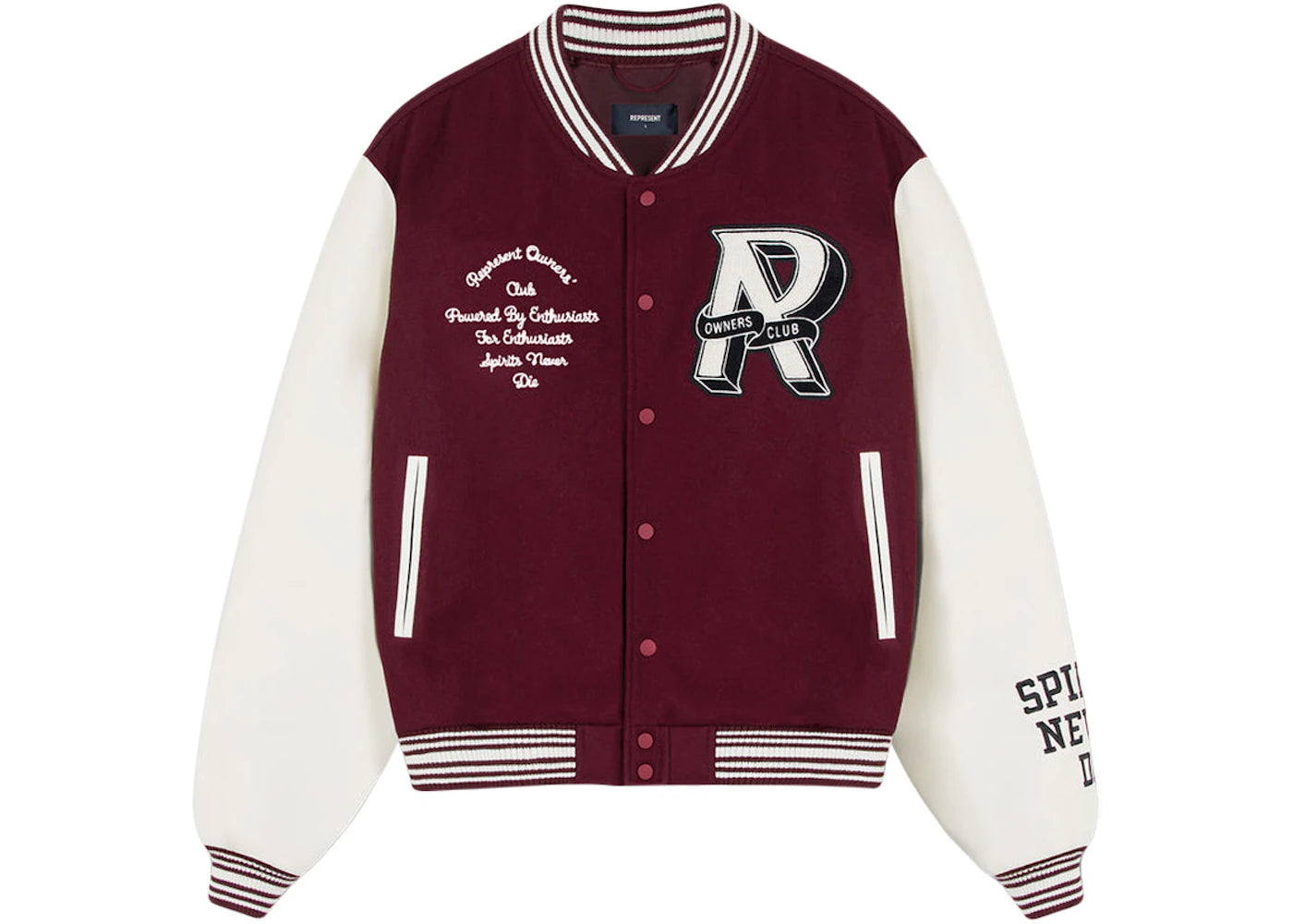 Represent Owners Club Varsity Jacket Maroon/White