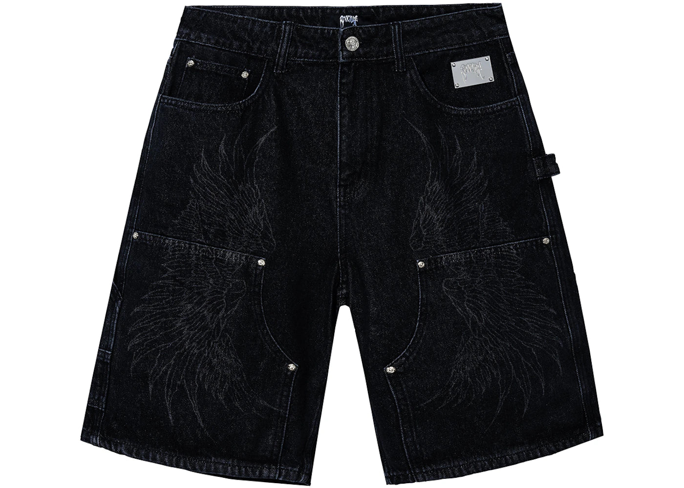 Revenge Archangel Carpenter Denim Shorts Washed Black