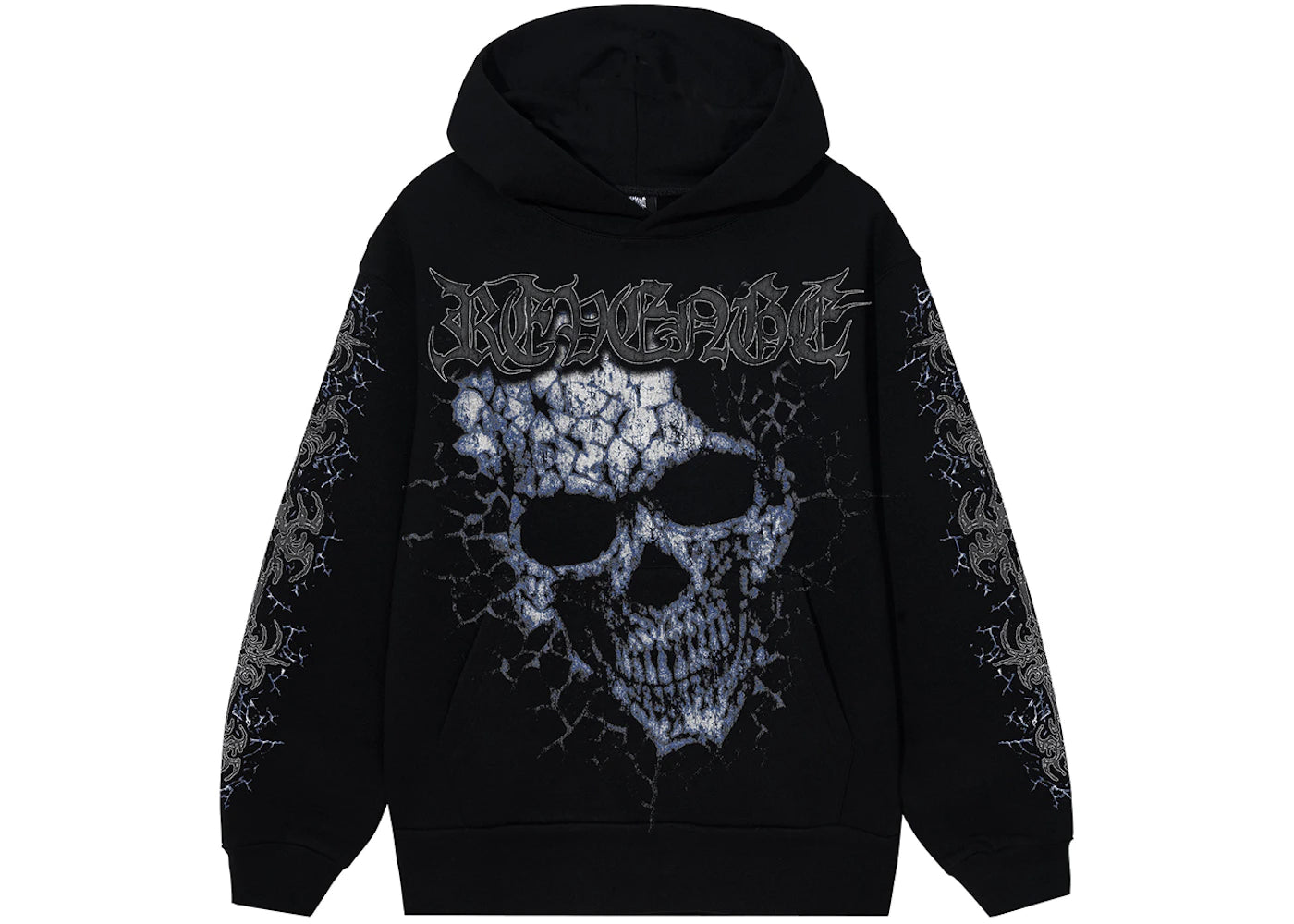 Revenge Crack Skull Hoodie Black