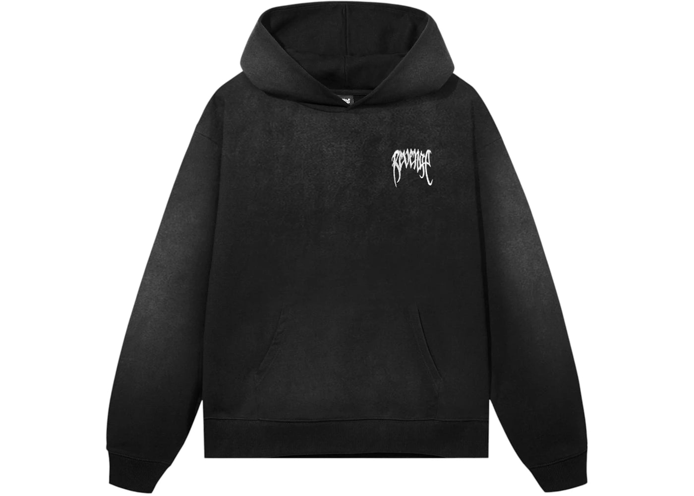 Revenge Embroidered Basic Hoodie Treated Black