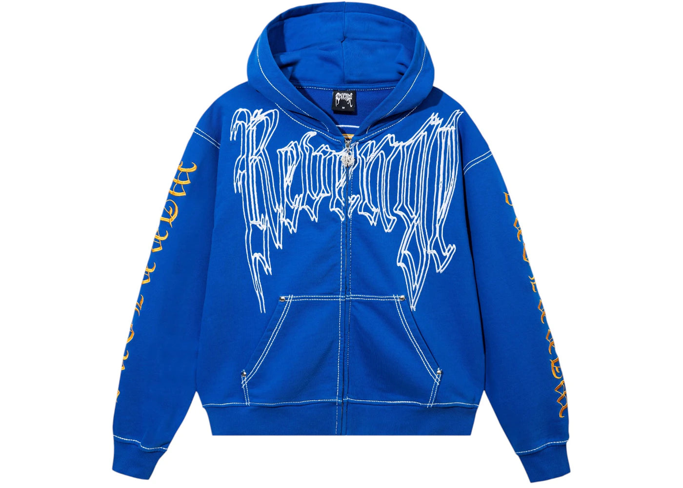 Revenge Golden State Warriors Contrast Stitch Zip Hoodie Blue/Gold
