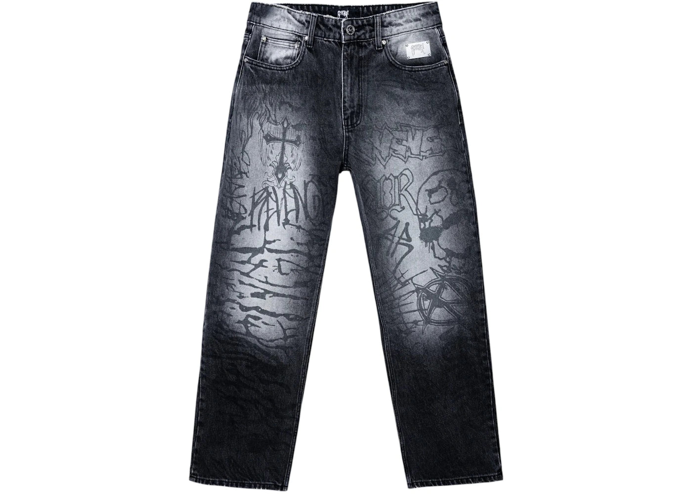 Revenge Graffiti Denim Pant Washed Black/Black
