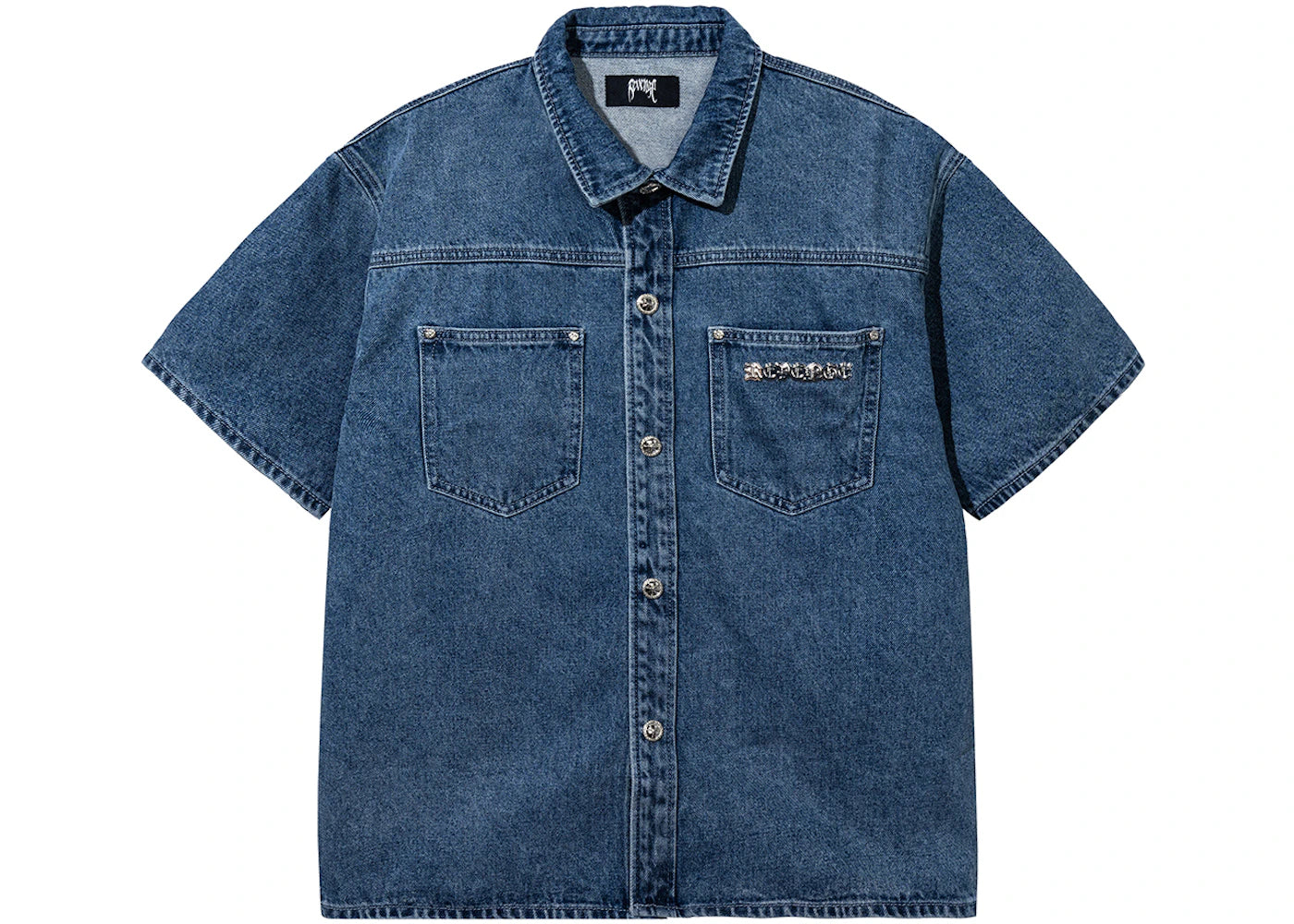 Revenge Revival Denim Button Up Bleached Indigo