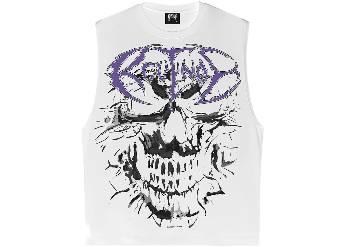 Revenge Skull Flame Cut Off Tank Cream