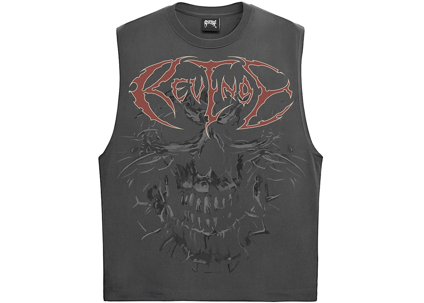 Revenge Skull Flame Cut Off Tank Vintage Black