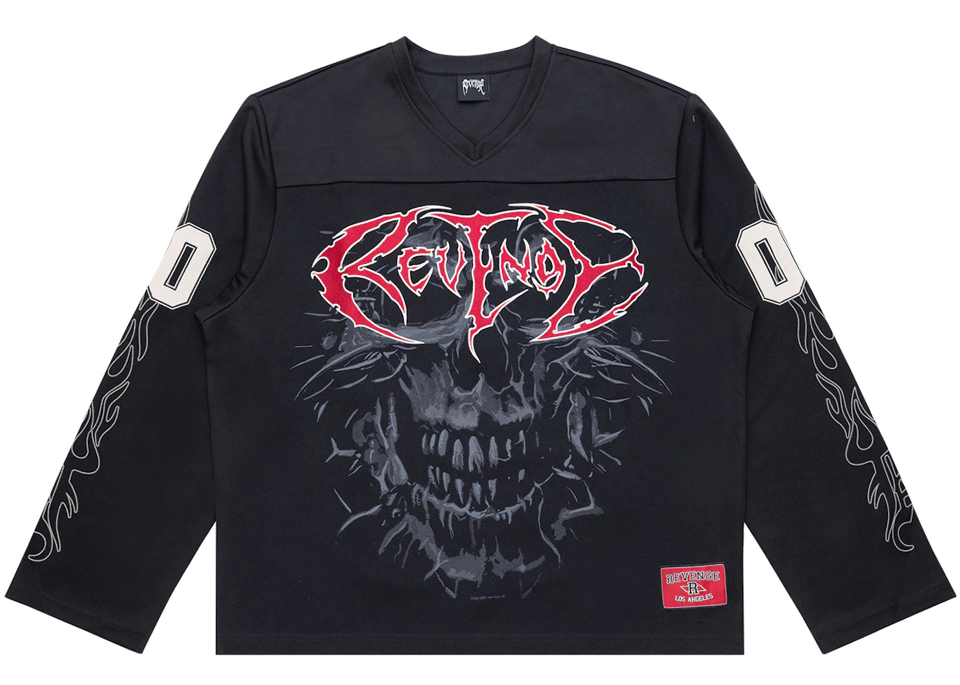 Revenge Skull Flame Hockey Jersey Black