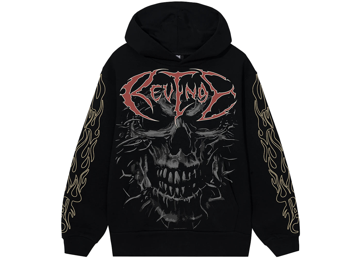 Revenge Skull Flame Hoodie Black