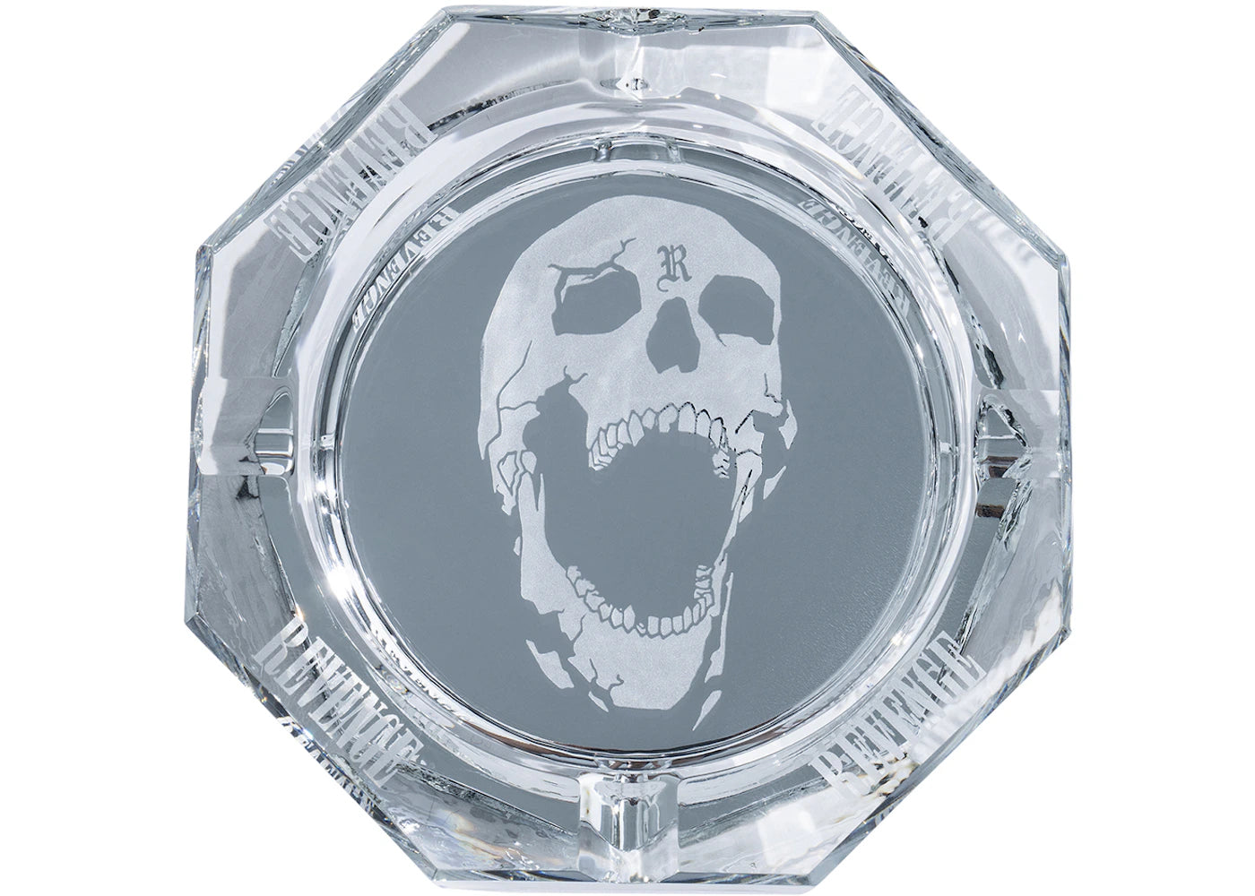 Revenge Skull Glass Ashtray White
