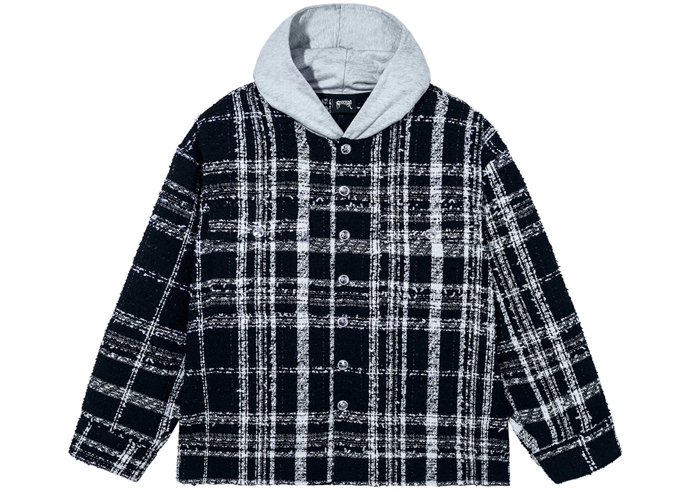 Revenge Skull Patch Hooded Flannel Black/White