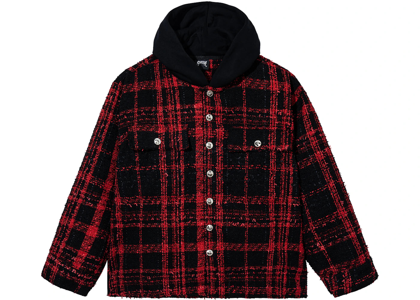 Revenge Skull Patch Hooded Flannel Red/Black