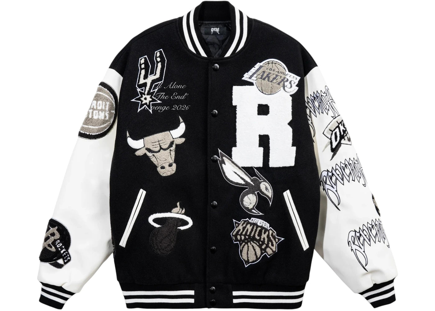 Revenge Skull Varsity Jacket Black