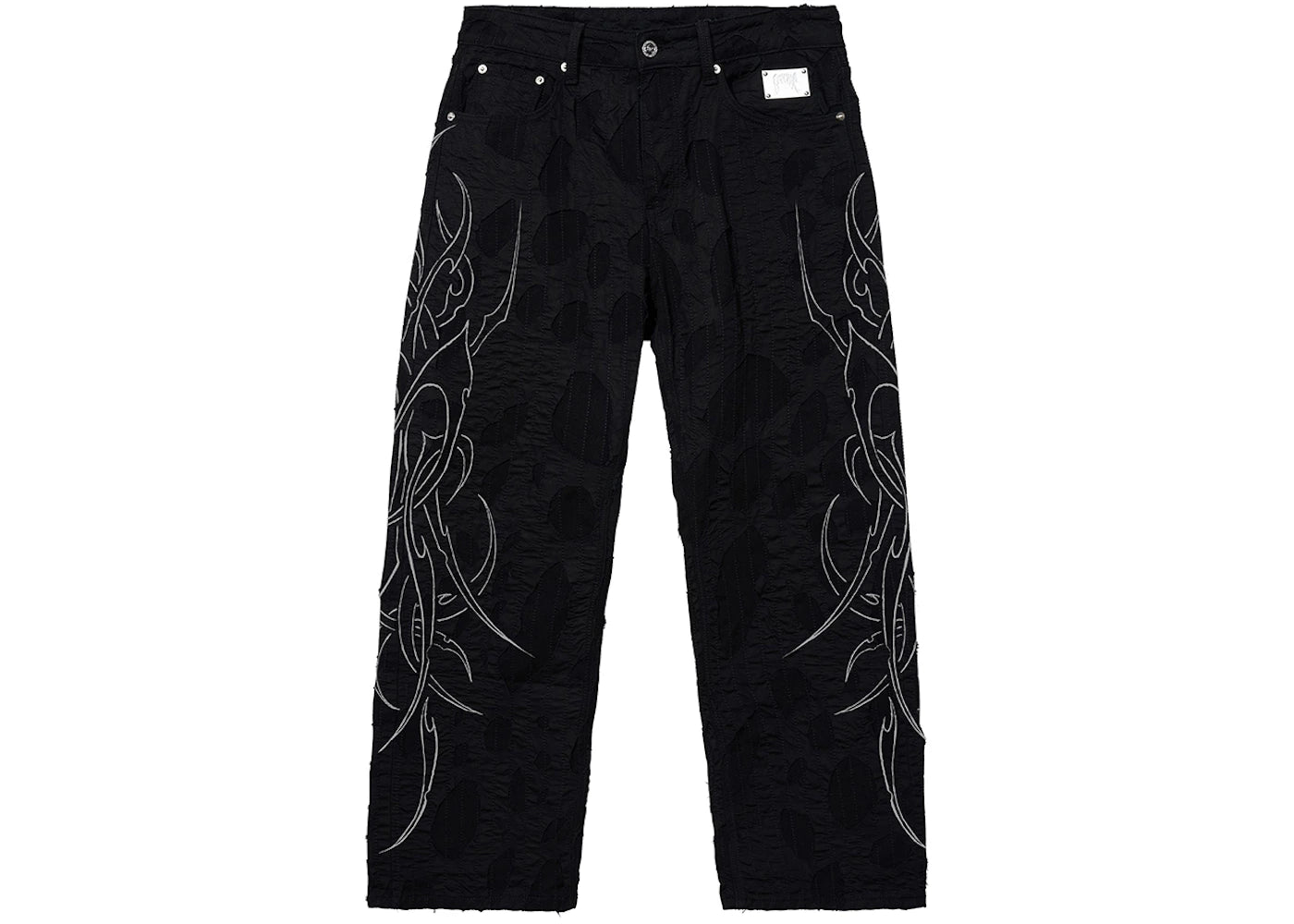 Revenge Spike Distressed Boro Denim Pant Black