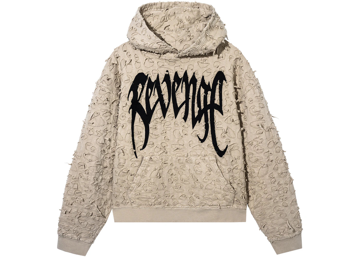 Revenge Thrashed Boro Arch Logo Hoodie Cream/Black