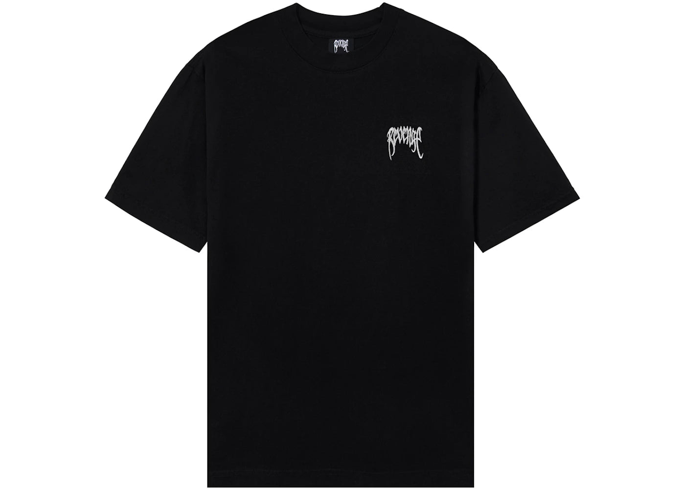 Revenge White Embroidered Basic Tee Black