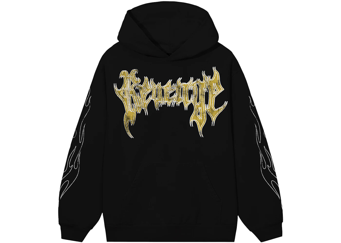 Revenge x City Morgue Grim Reaper Yellow Logo Hoodie Black