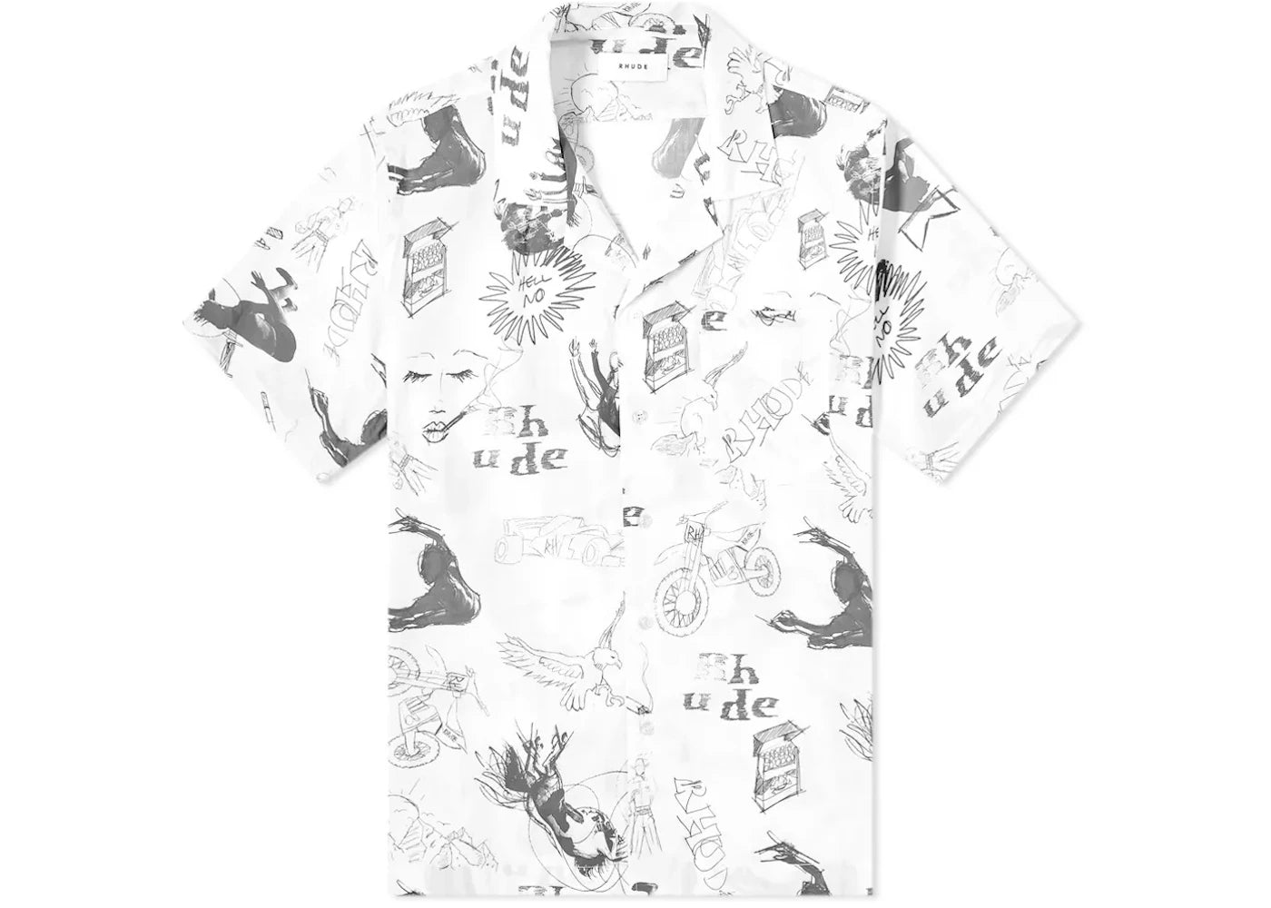 Rhude Doodle Hawaiian Shirt Black/White