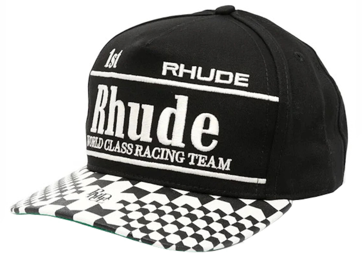 Rhude Finishline Snapback Hat Black/White