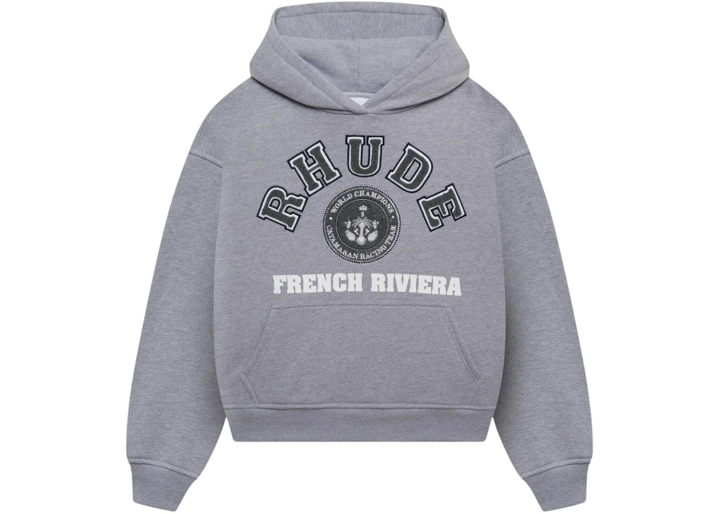 Rhude French Riviera Patch Hoodie Gray