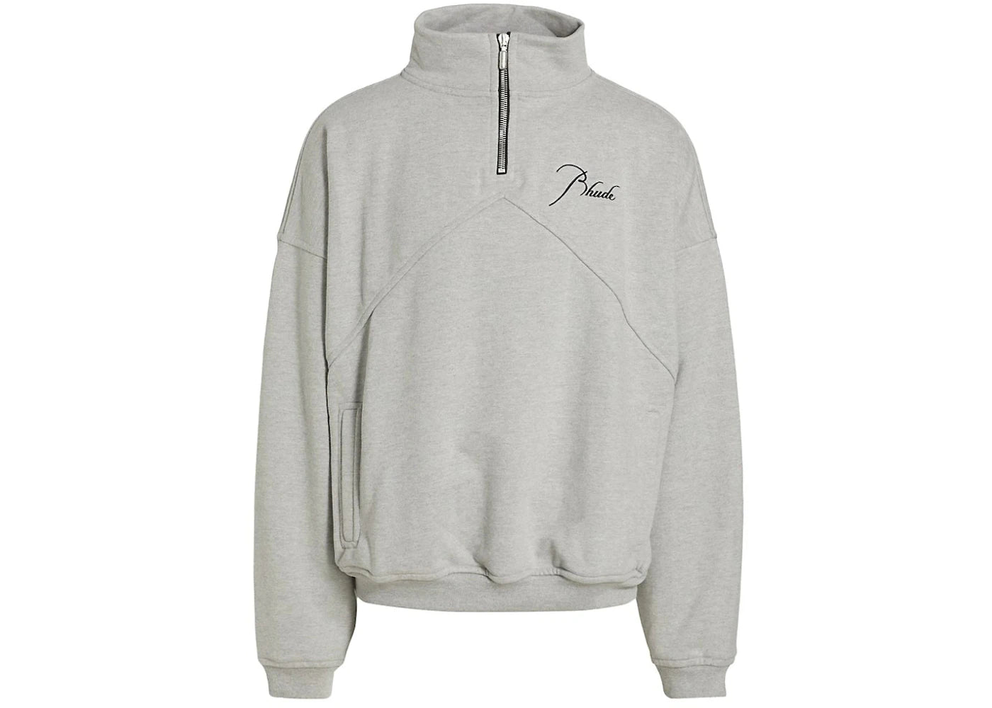 Rhude Half-Zip Logo Sweatshirt Jacket Heather Grey