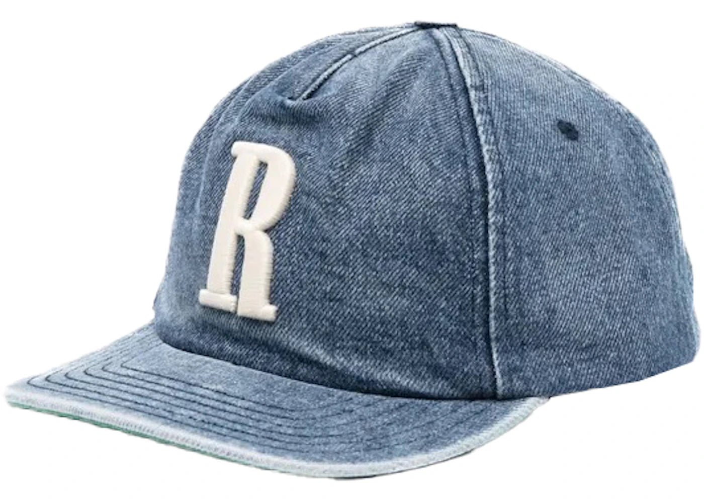 Rhude Logo Denim Snapback Hat Dark Indigo