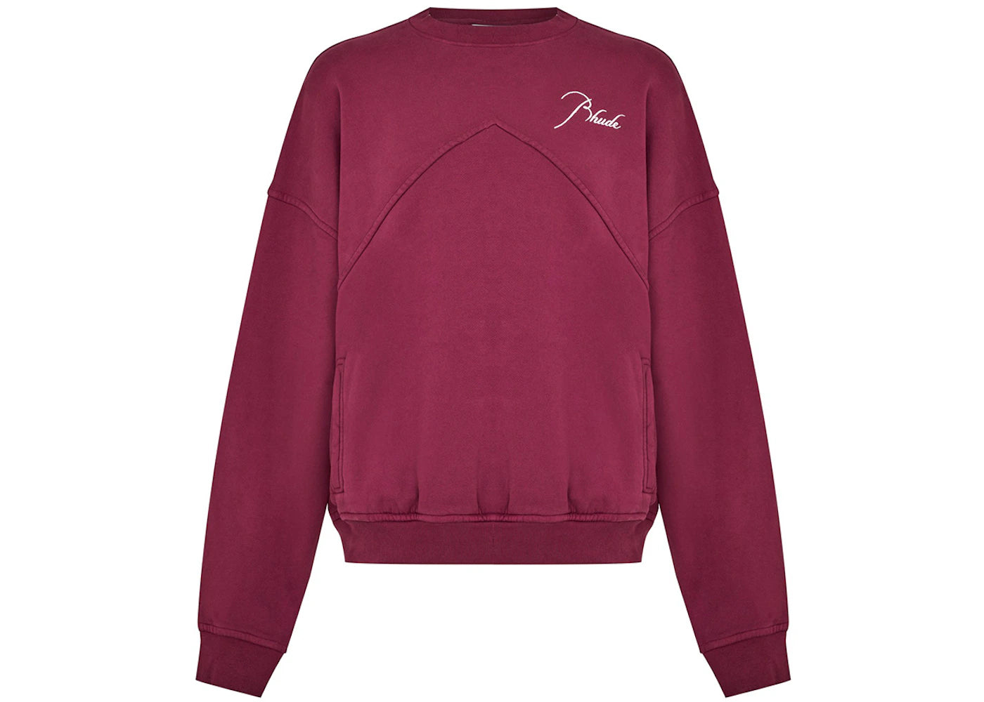 Rhude Logo Signature Paneled Sweatshirt Bordeaux