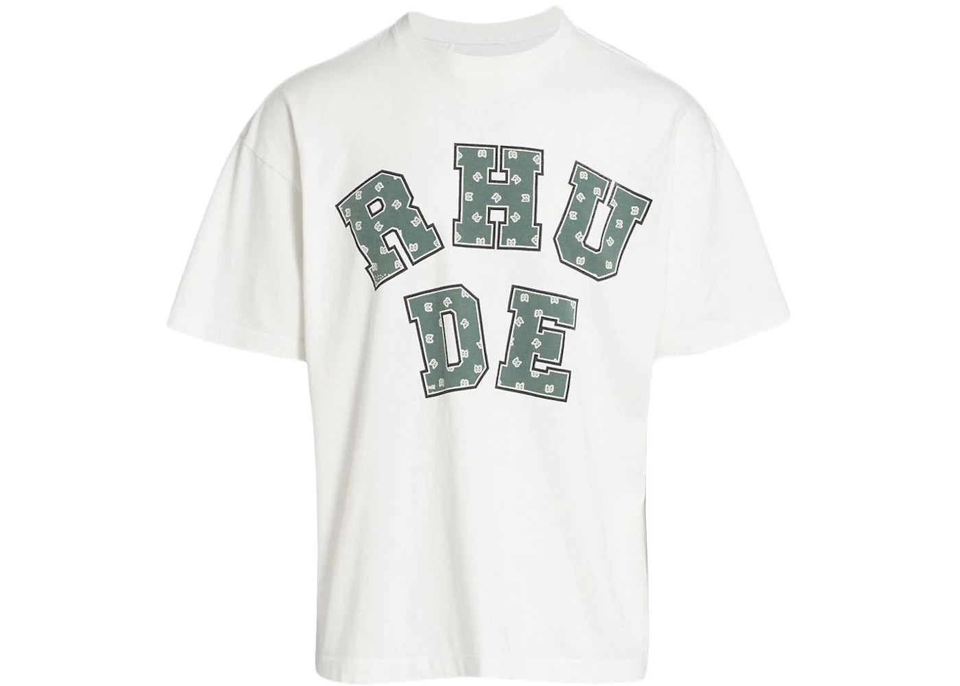 Rhude Paisley Varsity Logo T-Shirt White