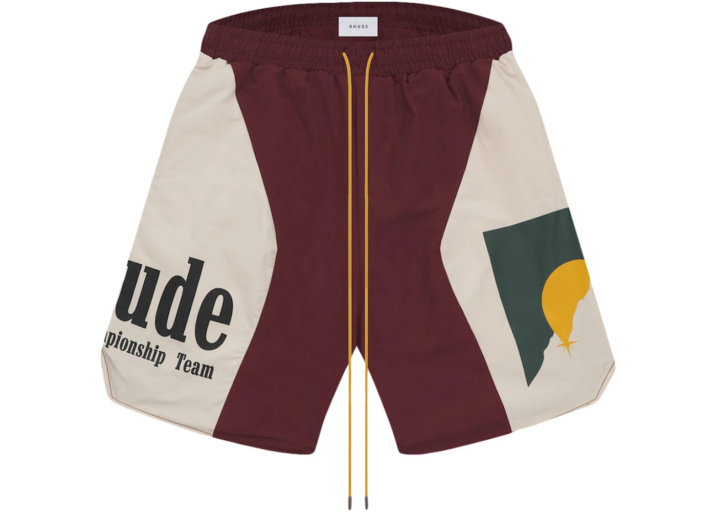 Rhude Panel Logo Shorts Maroon/White/Multi