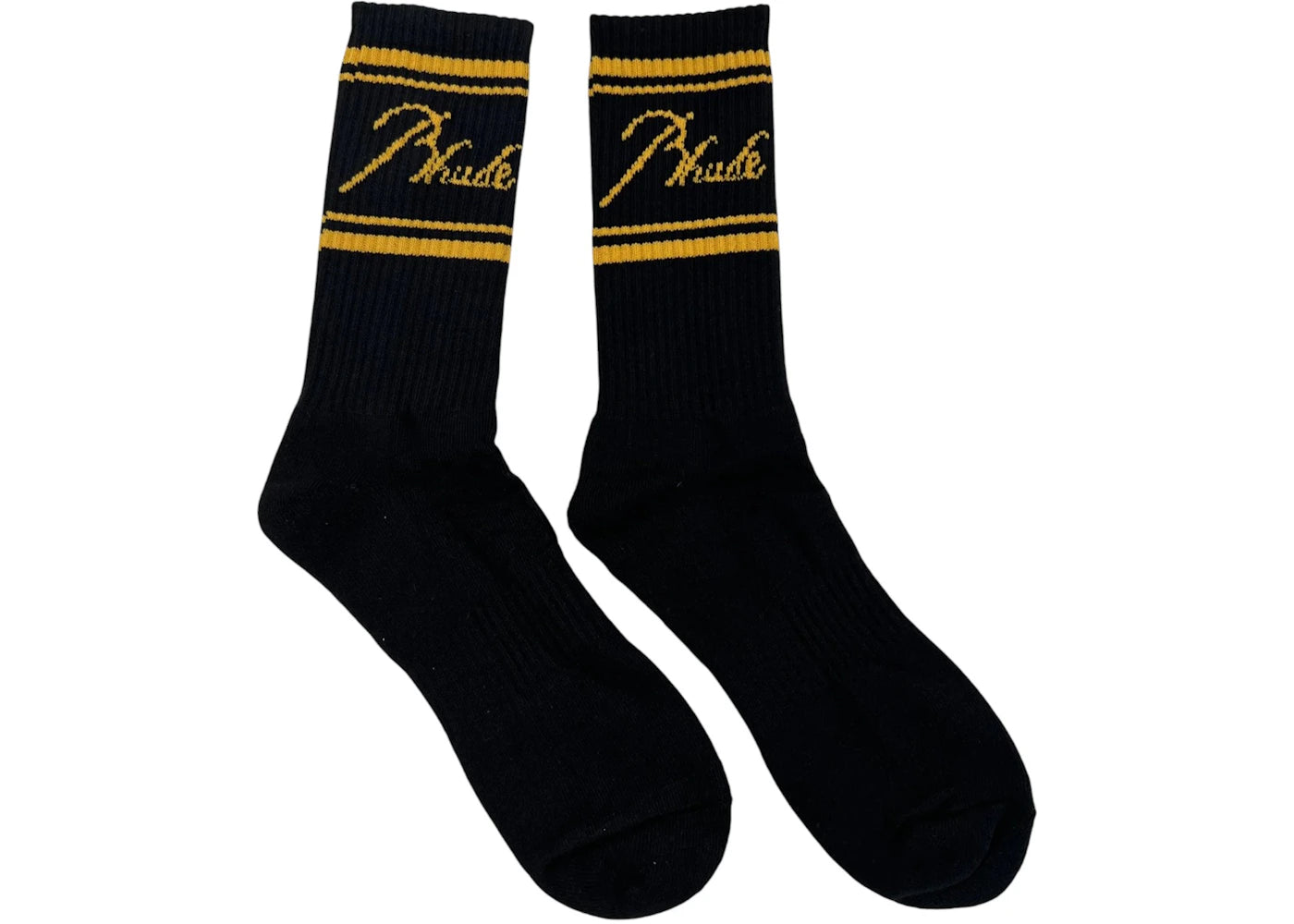 Rhude Script Logo Sock Black/Yellow
