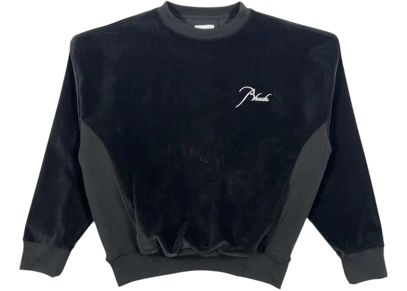Rhude Velour Classique Crewneck Black/White