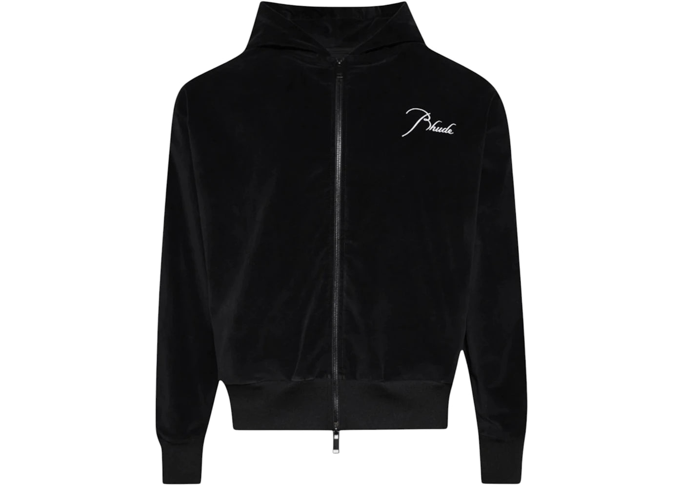 Rhude Velour Classique Zip-Up Hoodie Black