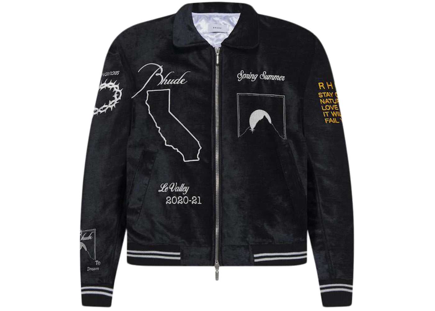 Rhude Velvet Signal Bomber Jacket Black