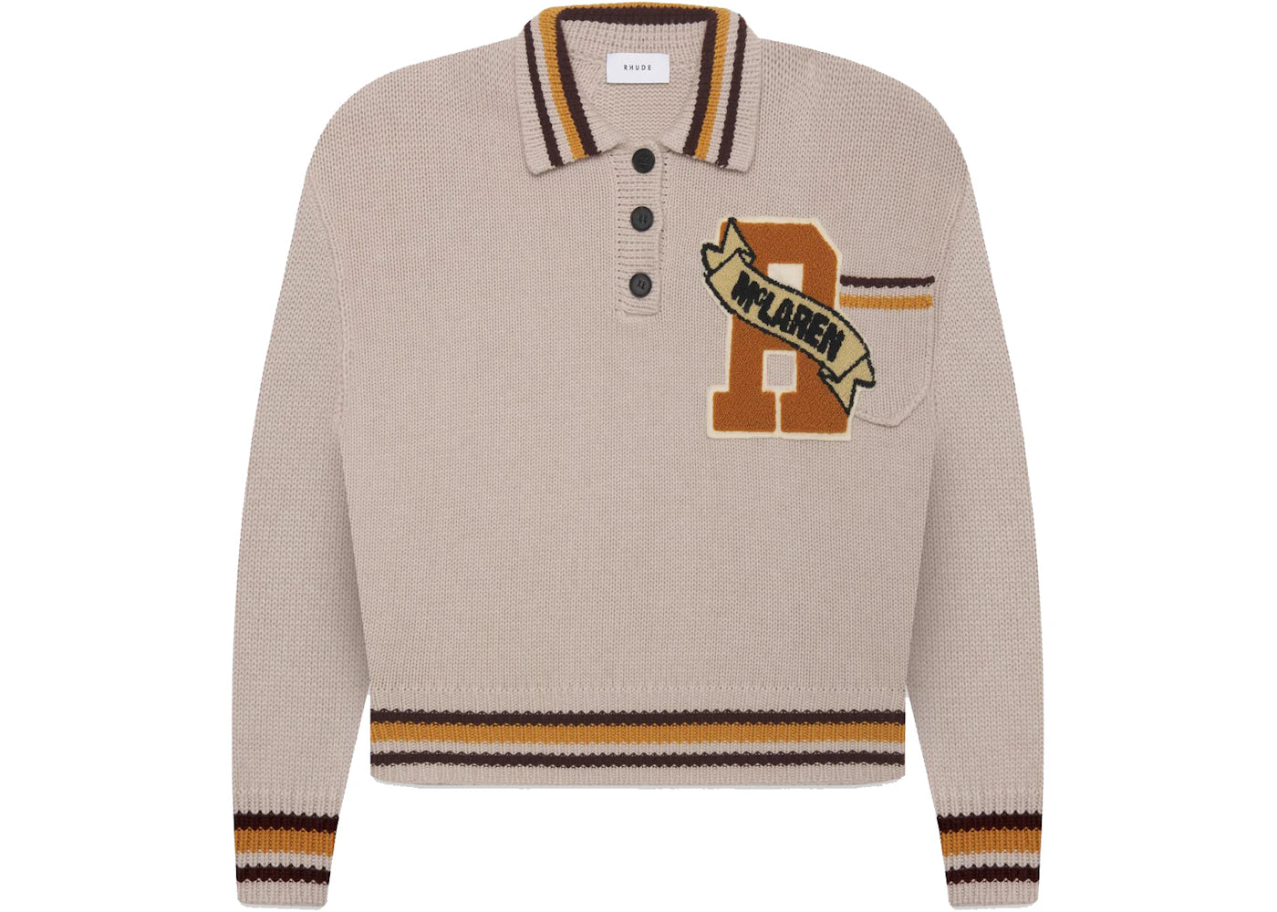 Rhude x McLaren Chenille Patch Logo Sweater Brown