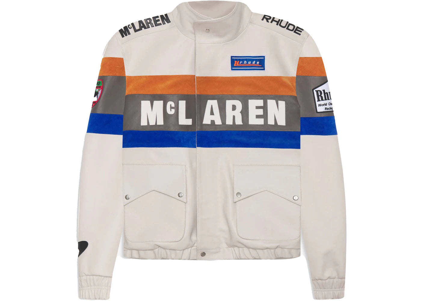 Rhude x McLaren Leather Rhacing Jacket Brown