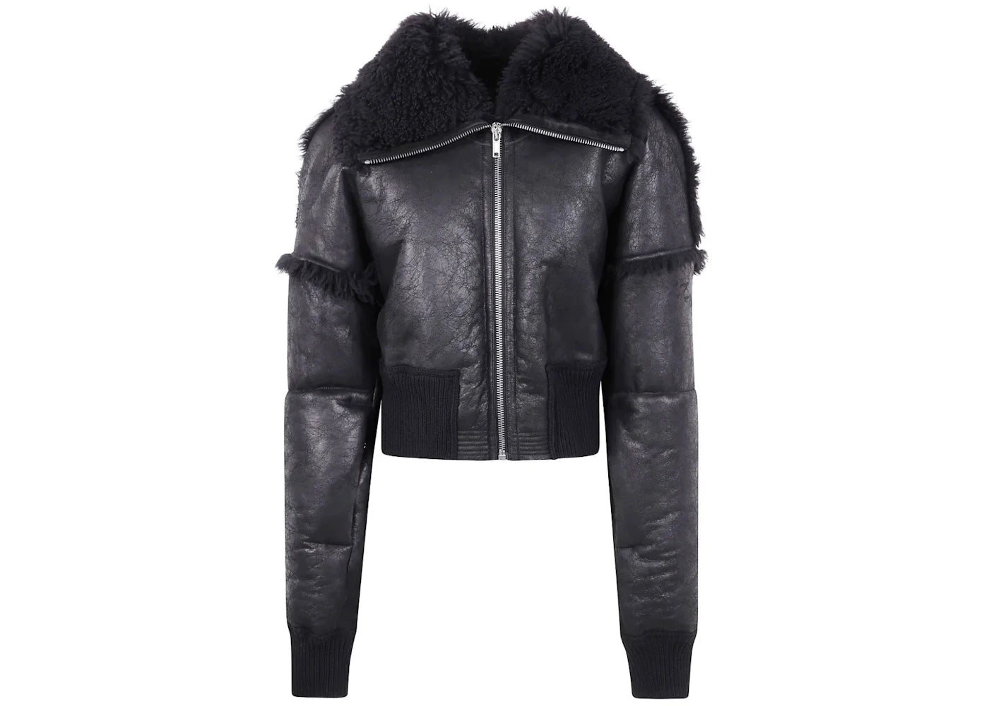 Rick Owens Bomber In Montone Flight Cropped Jacket Black