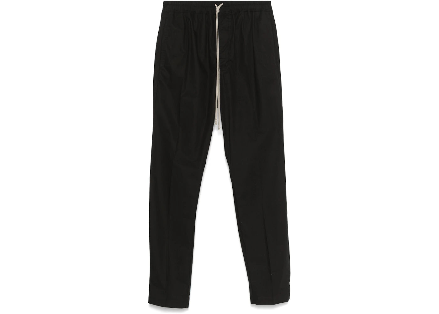 Rick Owens Cotton Drawstring Slim Long Pants Black