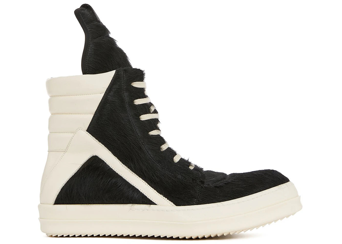 Rick Owens GeoBasket Cow Fur Black Milk