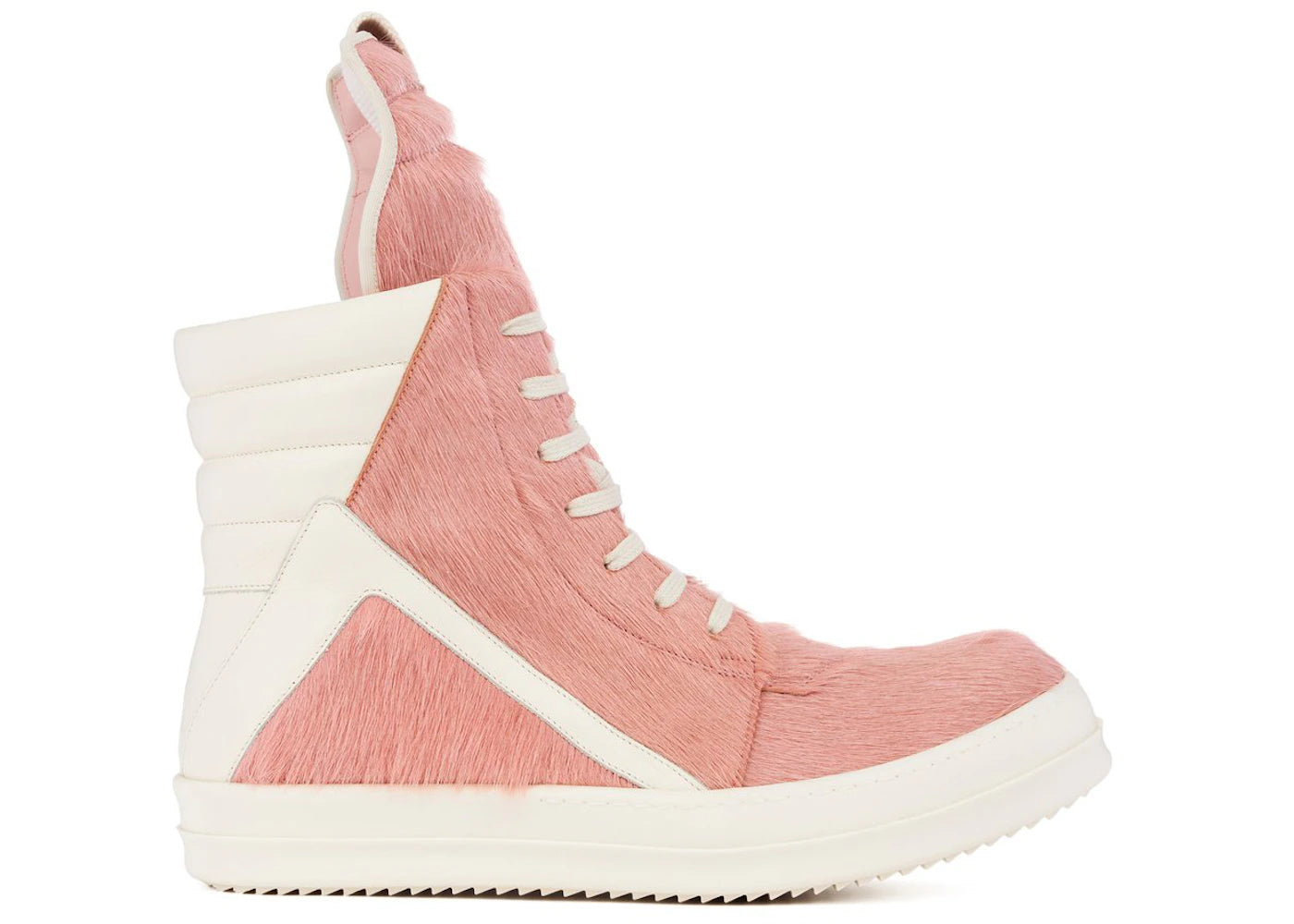 Rick Owens GeoBasket Cow Fur Dusty Pink Milk