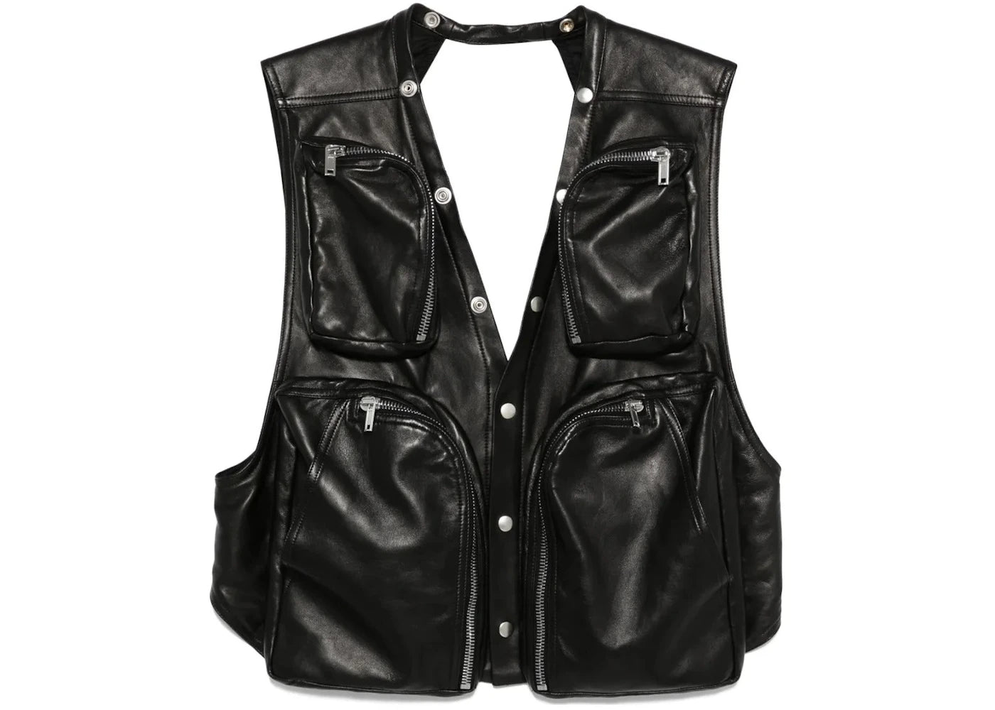 Rick Owens Gilet In Pelle Imbottito Cargo Vest Black