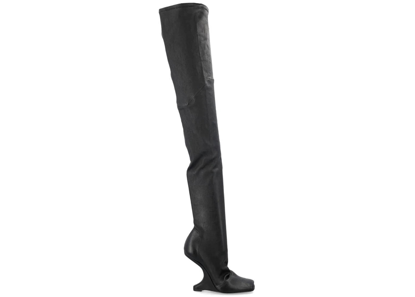 Rick Owens Luxor Cantilever Curved Heel Thigh High Boot Black (Women's)