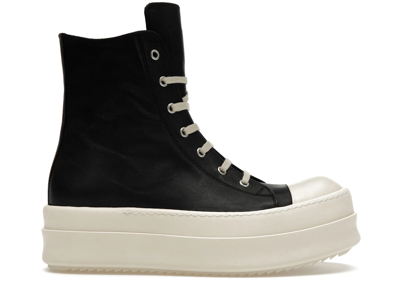 Rick Owens Mega Bumper Leather Sneakers Black Milk