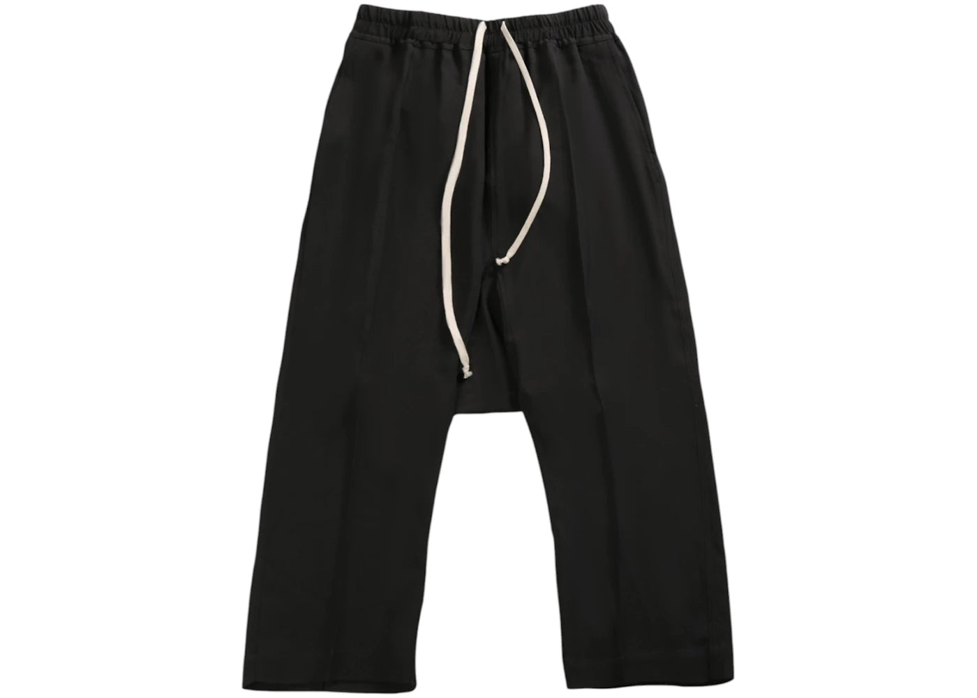 Rick Owens Viscose Drawstring Cropped Pants Black