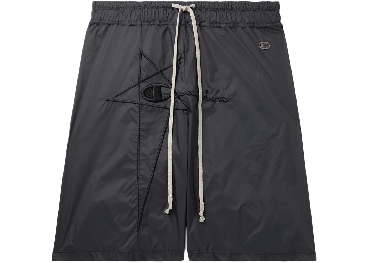 Rick Owens x Champion Logo Embroidered Nylon Shorts Black