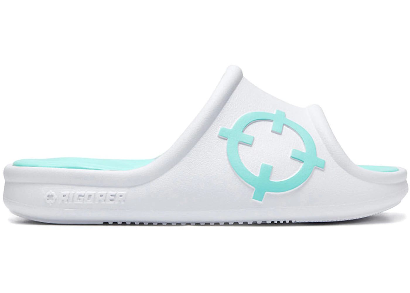 Rigorer Big Logo Slide White Aqua Green