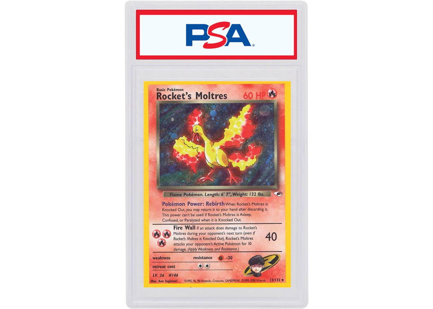 Rocket's Moltres-Holo 2000 Pokemon TCG Gym Heroes #12/132 (PSA or BGS Graded)