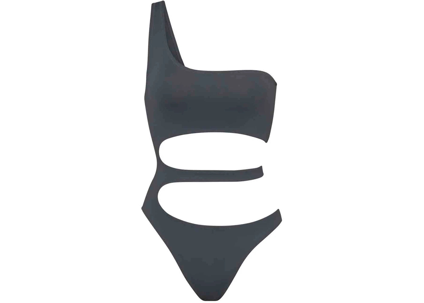 SKIMS Swim One Shoulder Monokini Gunmetal