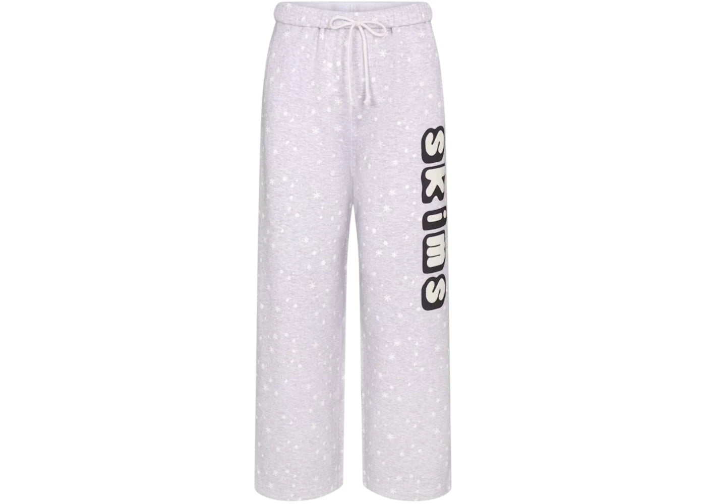SKIMS Women's Cotton Fleece Straight Leg Pant Light Heather Grey Snow Print