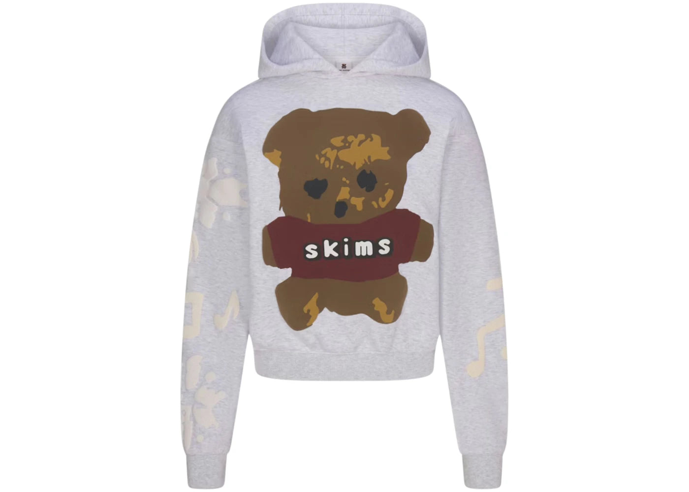 SKIMS x Cactus Plant Flea Market Cotton Fleece Hoodie Light Heather Grey Teddy Bear Print