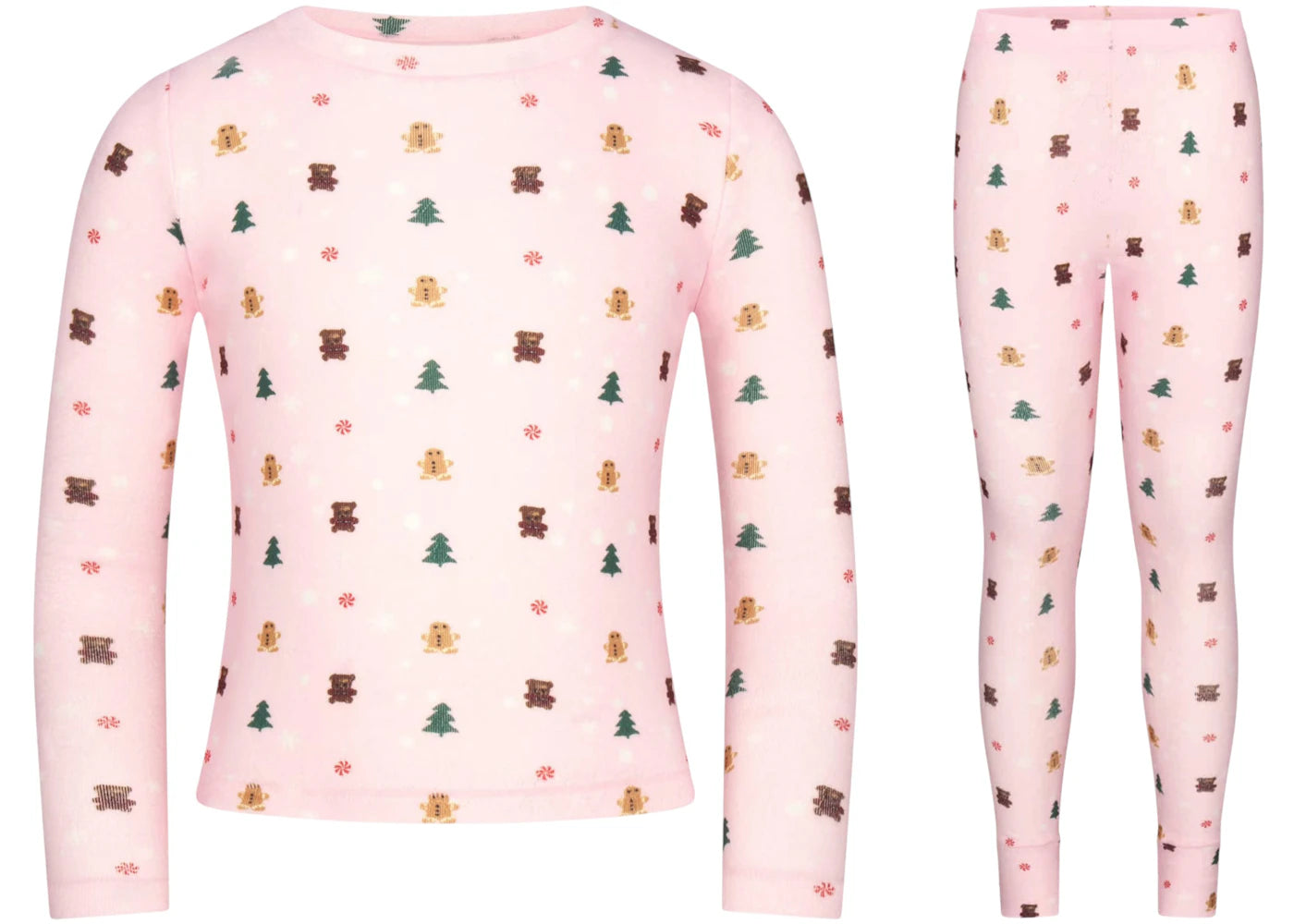 SKIMS x Cactus Plant Flea Market Plush Pointelle Kids Long Sleeve Set Cherry Blossom Snow Print