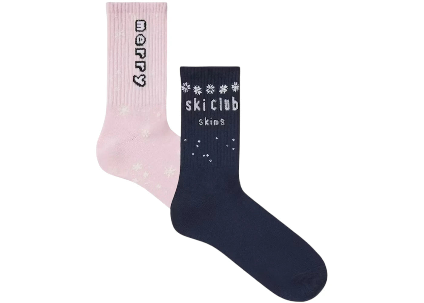 SKIMS x Cactus Plant Flea Market Ribbed Crew Socks (2 Pack) Cherry Blossom/Navy