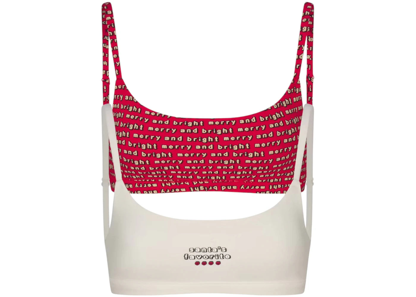 SKIMS x Cactus Plant Flea Market Women's Cotton Jersey Scoop Bralette (2-Pack) Marble/Red Multi